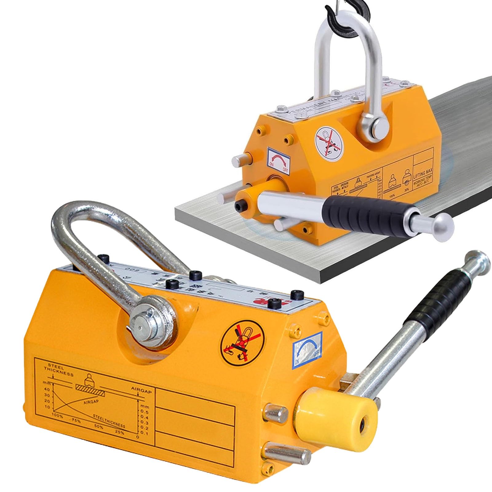 Lasthebemagnet Mit Rutschfestem Griff (Ein-/Ausschalter) – Entmagnetisiert Sich Nie, Maximale Zugkraft: 200/400/800/1200 Kg, NdFeB-Permanentmagnetheber For Heben Und Krangebrauch(100kg)