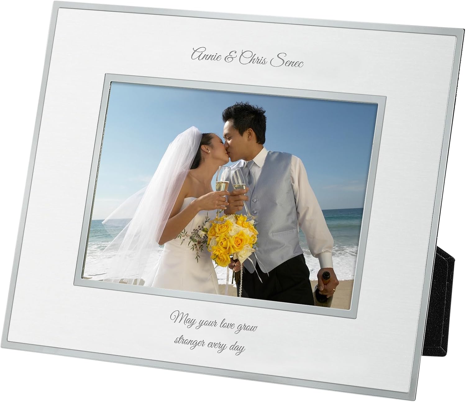 THINGS REMEBERED Engraved Wedding Flat Iron Silver 5" x 7" Picture Frame - Vertical (Free Customization)