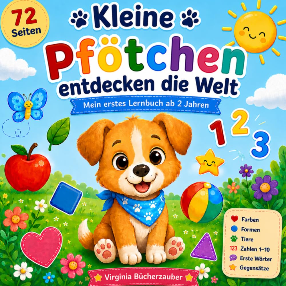 Mein großes Lernbuch ab 2 Jahren: Farben, Tiere, Zahlen und erste Wörter spielerisch lernen – Mit Pfötchen auf Entdeckungsreise