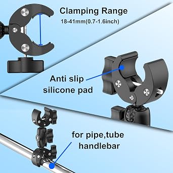 Dual Clamp Motorcycle Camera Mount Kit Compatible for Insta360 X5-X | Heavy-Duty Dual Motorcycle Clamp Mount compatible for Insta360 X5-X for Bike ATV UTV Boat riding video recording(No Stick)