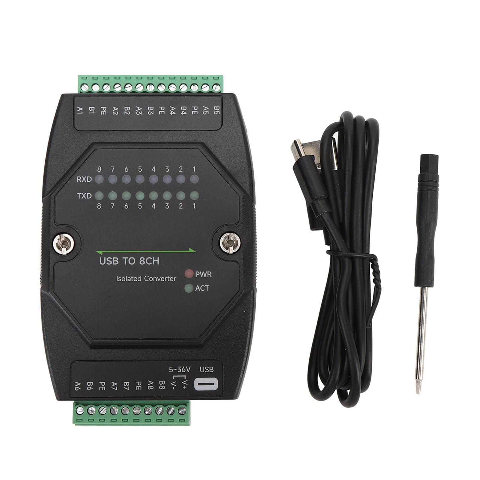 USB - C to 8 - Channel Isolated RS485 Converter, USB to RS485 Adapter with 1200bps–921600bps Speed, 5–1200m Range, for Industrial Automation, PLC, and SCADA Systems