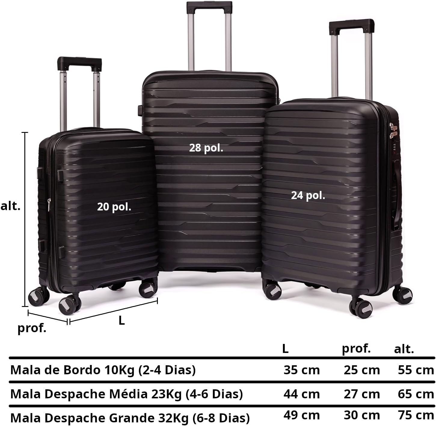 Mala De Bordo 10Kg Expansível Polipropileno Medidas 55x35x25cm Padrão Anac Mala De Viagem Pequena De Mão 8 Rodas 360° Cadeado Integrado Zíper Antifurto Rígida Leve (PRETO, Bordo Expansível) Mala De Bordo 10Kg Expansível Polipropileno Medidas 55x35x25cm Padrão Anac Mala De Viagem Pequena De Mão 8 Rodas 360° Cadeado Integrado Zíper Antifurto Rígida Leve (PRETO, Bordo Expansível)