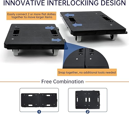 Miniatura 4 de Movers de muebles con ruedas, carrito móvil de muebles resistente, carrito portátil pequeño y plano con 4 ruedas para moverse, capacidad de 220