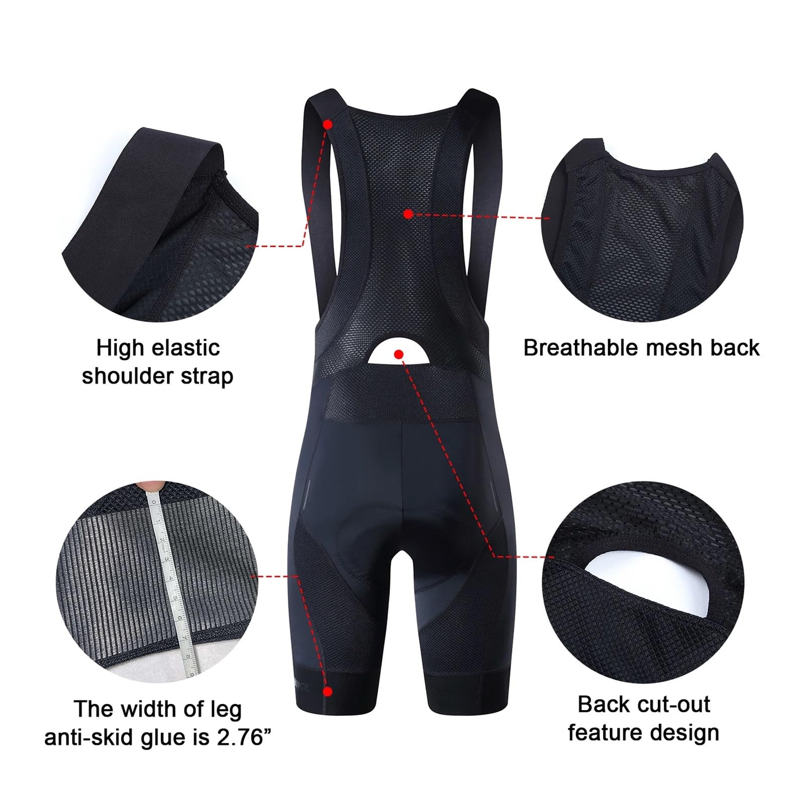Generico Pantaloncini Ciclismo Pantaloncini con Bretelle da Ciclismo Uomo Abbigliamento Outdoor Bike Ride 6 Ore Calzamaglia Equitazione Imbottita Bicicletta Mountain Short(YPBZ823,Asia M(EU S))