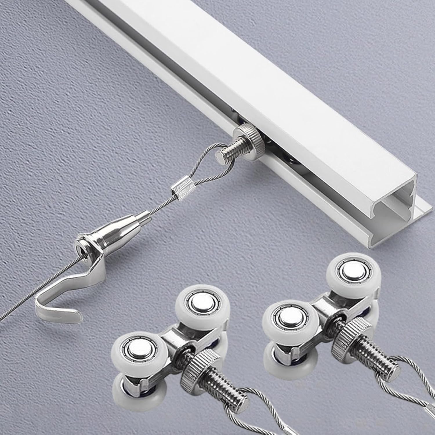 Sliding Picture Frame Wall Hanging Kit, White Picture Rail Hanging ...