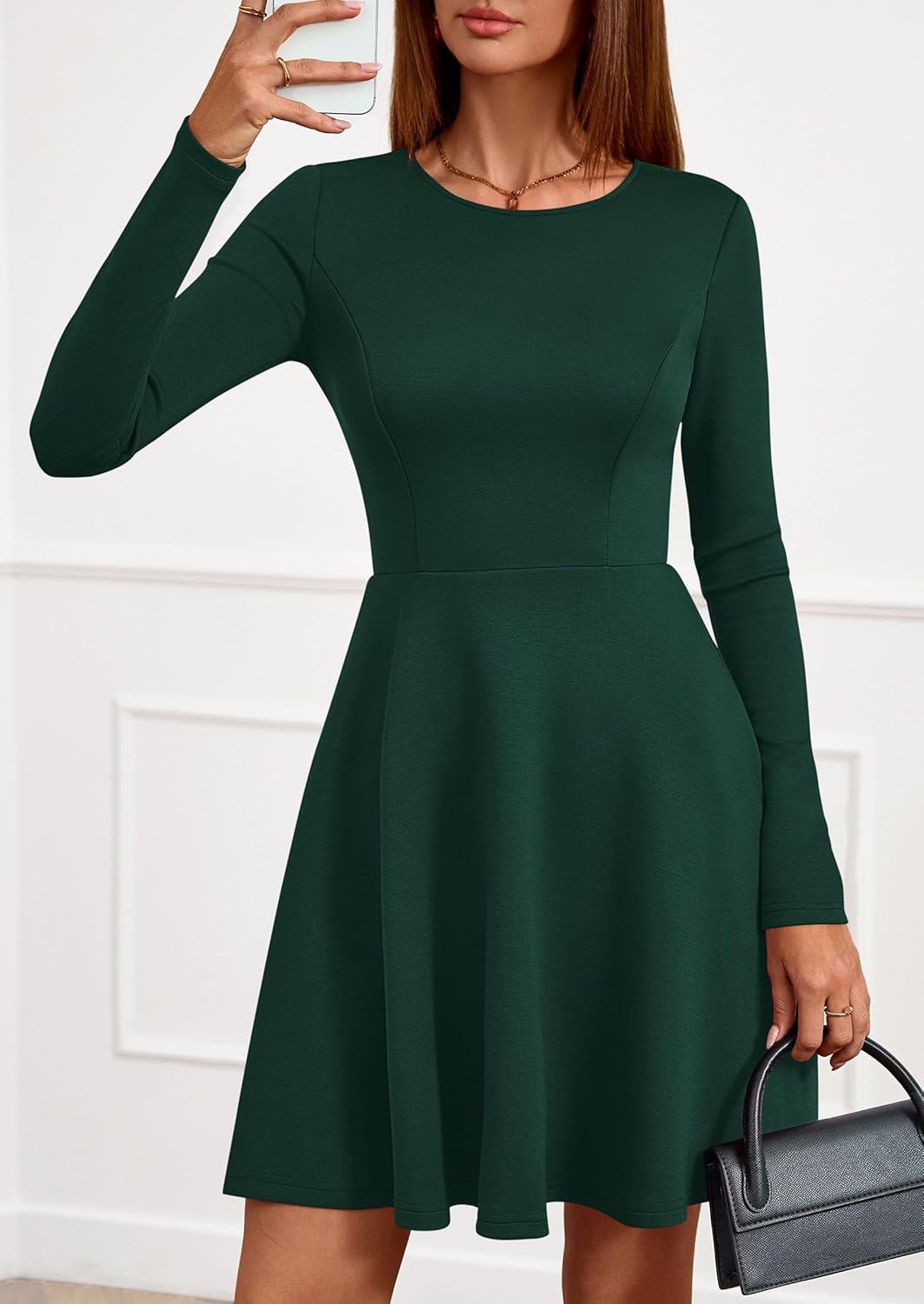 PRETTYGARDEN Womens Long Sleeve Cocktail Mini Dress 2026 Fall Crew Neck A Line Homecoming Party Short Dresses Elegant Classy - Image 5