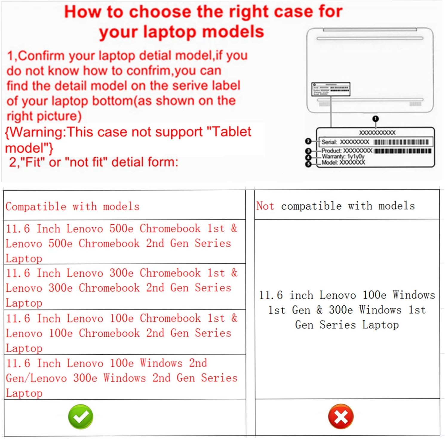 Alapmk Protective Case Cover for 11.6" Lenovo 500e Chromebook 2nd Gen& 300e Chromebook 2nd Gen& 100e Chromebook 2nd Gen Laptop(Warning:Not fit Lenovo 100e Windows&300e Windows 1st Gen),Black