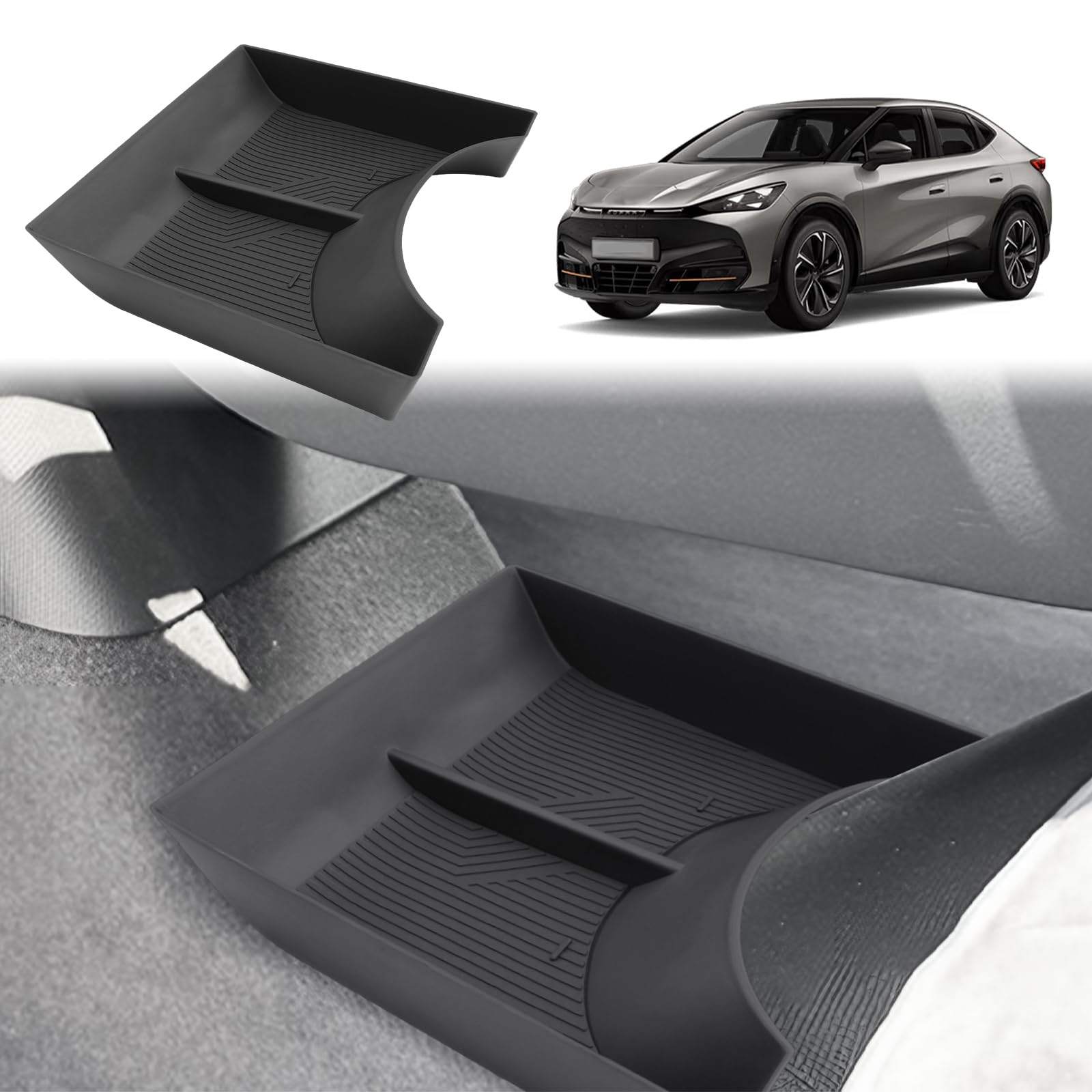 GAFAT Kompatibel mit Neu Cupra Tavascan 2025 2026 Mittelkonsole Aufbewahrungsbox, Tavascan ab 2024 Organizer Tray Tavascan VZ Ablagen Unten die Mittelkonsole, Tavascan Zubehör