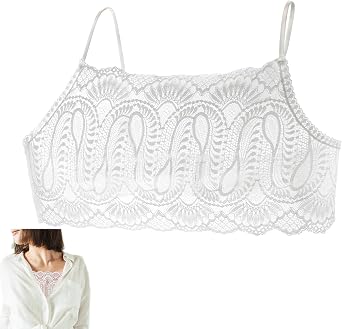 Adjustable Modesty Panel Cleavage Cover Womens Lace Bralettes Camisole Tops Undershirt Mock Cami for Low Neckline