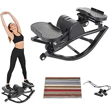 Rock Stepper Side-to-Side Fitness Machine with Digital Display, Resistance Bands & Floor Mat Perfect for Home and Office Workouts