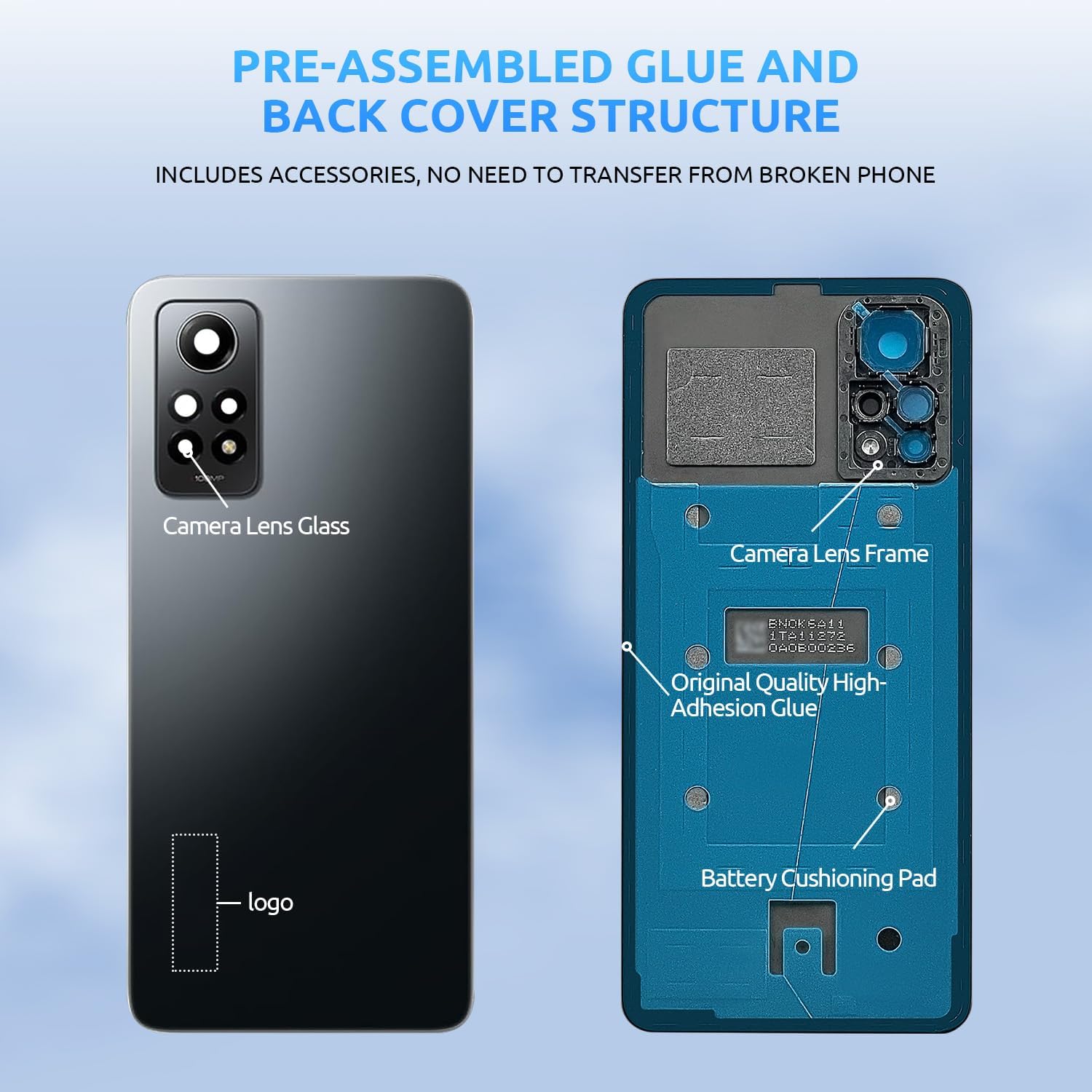 Back Glass Replacement for Xiaomi Redmi Note 12 Pro 4G Back Cover Rear Housing with Camera Lens + Repair Tool Kit Genuine Rear Glass (Gray)