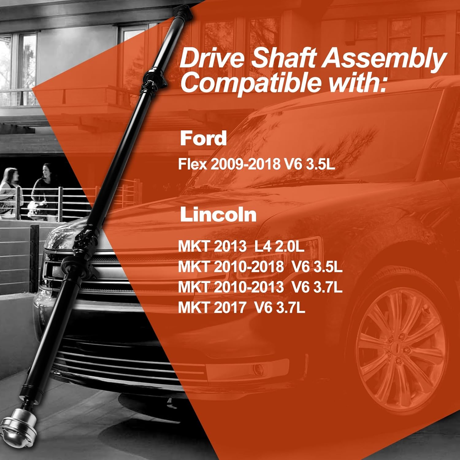 Rear Complete Drive Shaft Prop Shaft Driveshaft Assembly Compatible with Ford Flex 2009-2018 & Lincoln MKT 2010-2018, AWD Automatic Transmission, Replace OE 8A8Z4R602A, 8A8Z4R602B