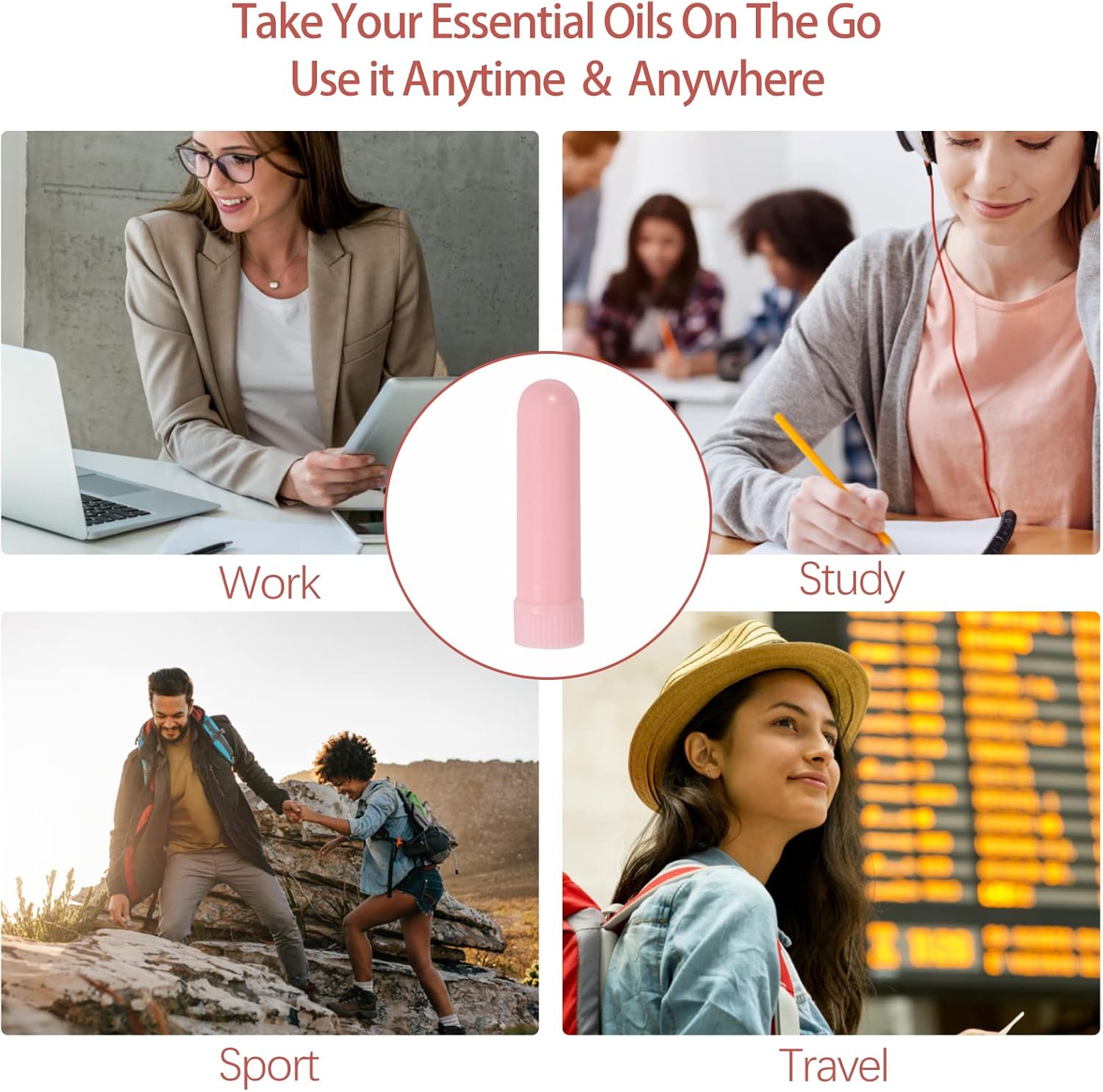 Set of 120 Essential Oil Nasal Inhaler Tubes for Aromatherapy in 12 Colors.Take Your Essential Oils on The Go,Get 583 Pieces in Total!