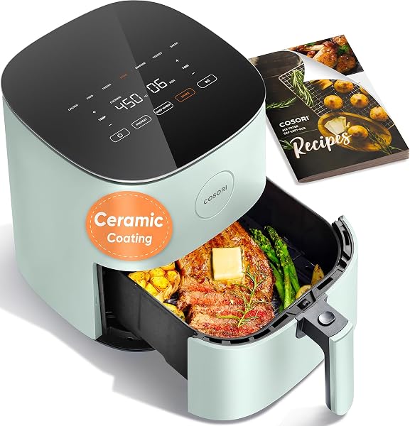 Cosori Air Fryer Pro LE 5 Qt, 9-in-1, Ceramic Coating, 20 Liners, Green