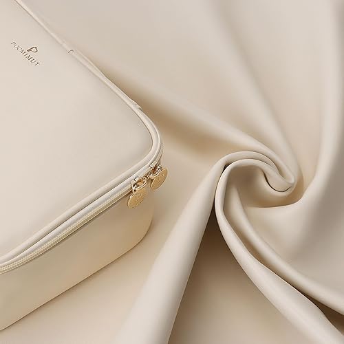 Miniatura 3 de Pocmimut Bolsa de maquillaje, bolsa de cosméticos grande 2 en 1 con soporte para cepillos, bolsa de aseo de viaje y organizador de tocador para