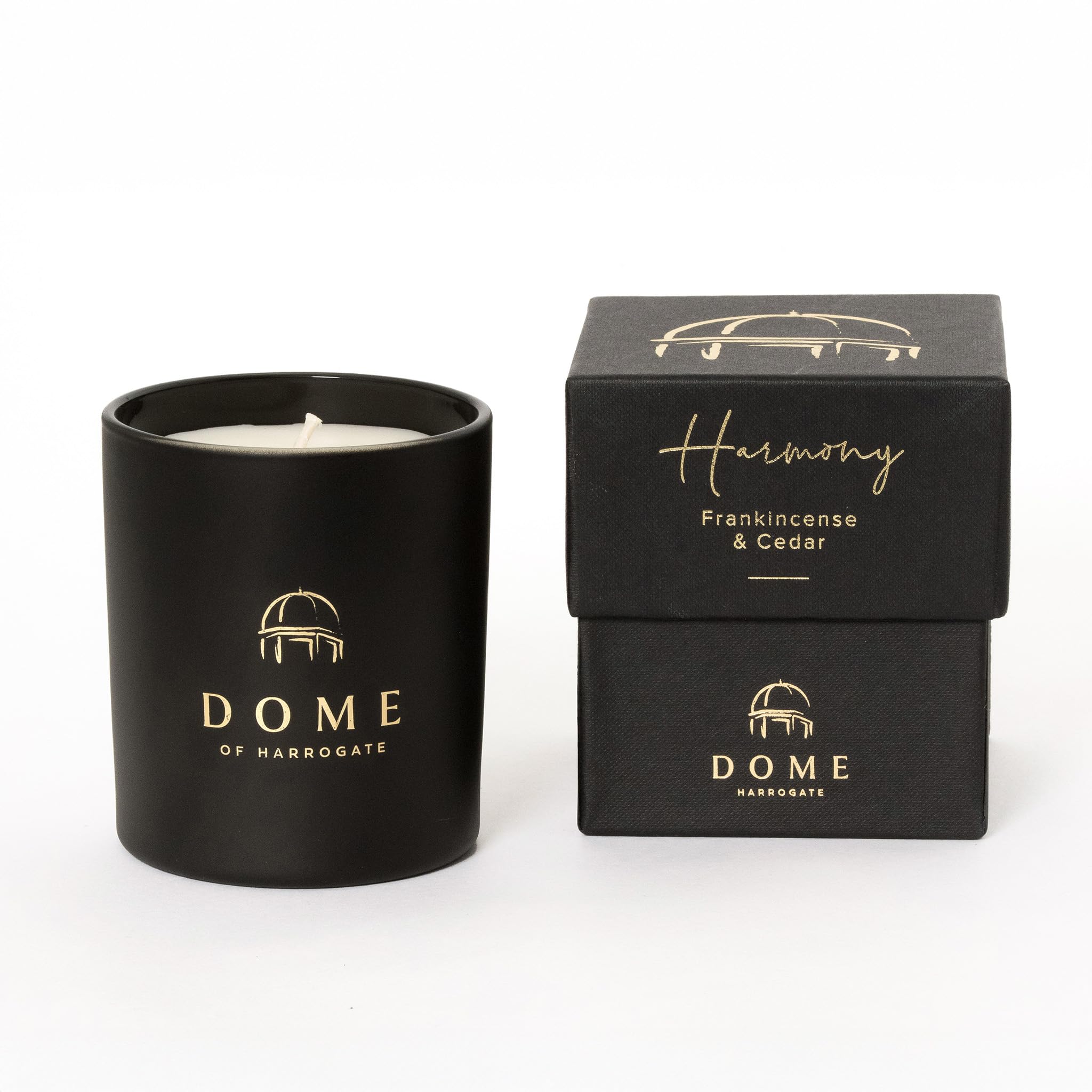 Dome of Harrogate | Harmony Scented Candle – Lemon, Frankincense & Cedar | 30cl Natural Wax Candle | Hand-Poured with Essential Oils | Up to 40 Hour Burn | Opulence Collection