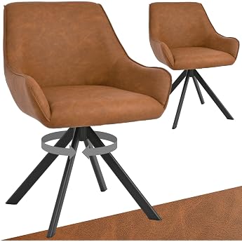 Goeurvant Dining Room Chairs Swivel Set of 2 with Armrests - 360&deg; Swivel Upholstered Chair PU Leather Modern Swivel Kitchen C