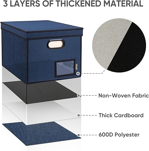 Miniatura 245 de BALEINE - Caja organizadora de archivos con tapa, organizador de carpetas plegable con riel de plástico, caja para carpetas colgantes para Gris