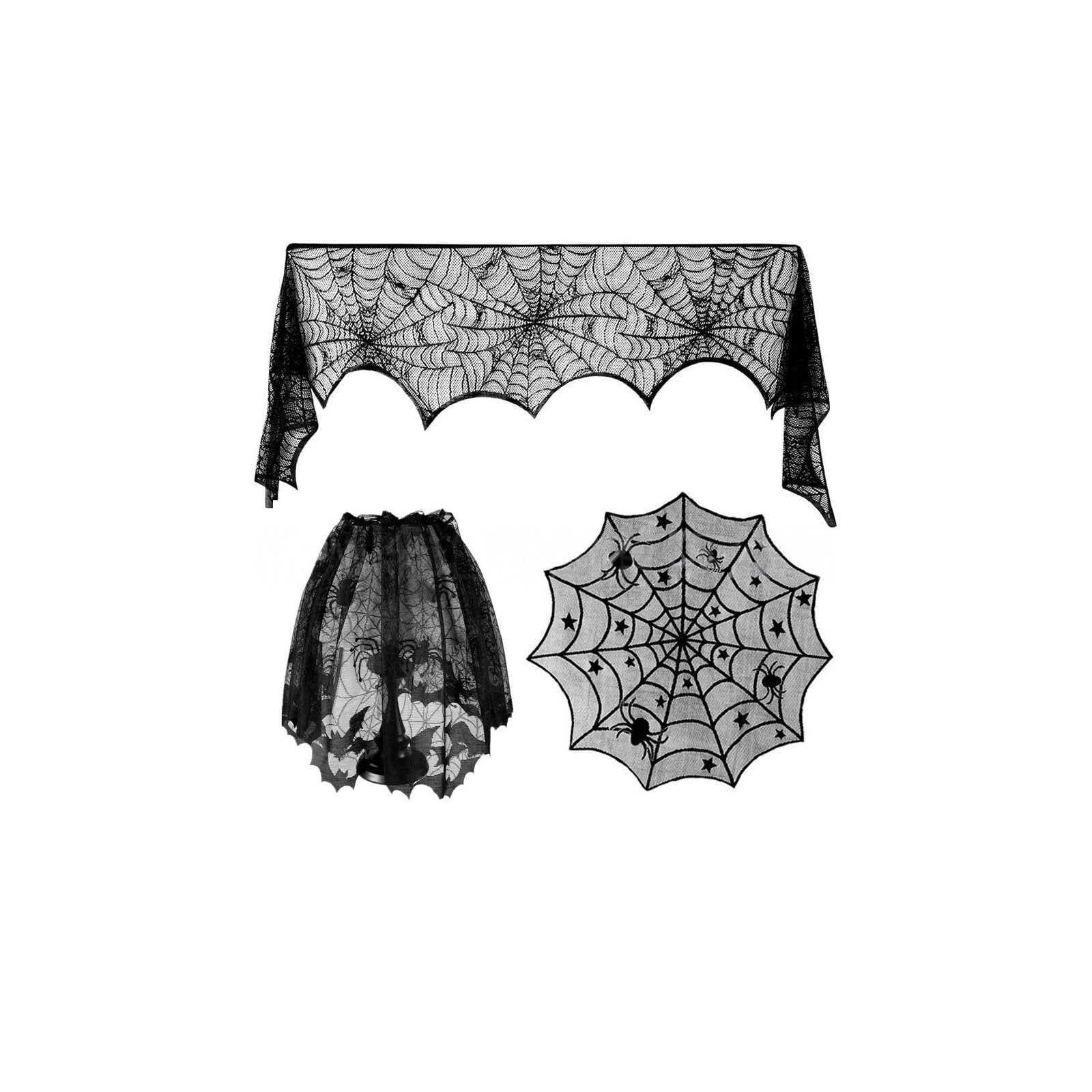 FOLODA Halloween Decoration Table Runner Lamp Cover Set Washable Fabric Tablecloth Lampshade for Dining Table Mantels Display Halloween Decorations