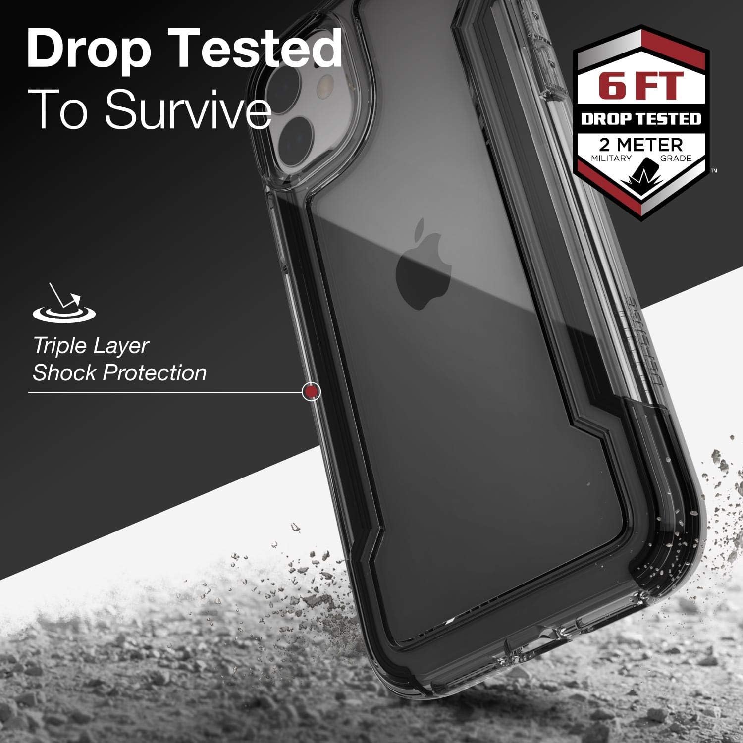 X-Doria Raptic Clear, Compatible with Apple iPhone 11 (Formerly Clear) - Military Grade Drop Protection, Shock Protection, Clear Protective Case for Apple iPhone 11, Black