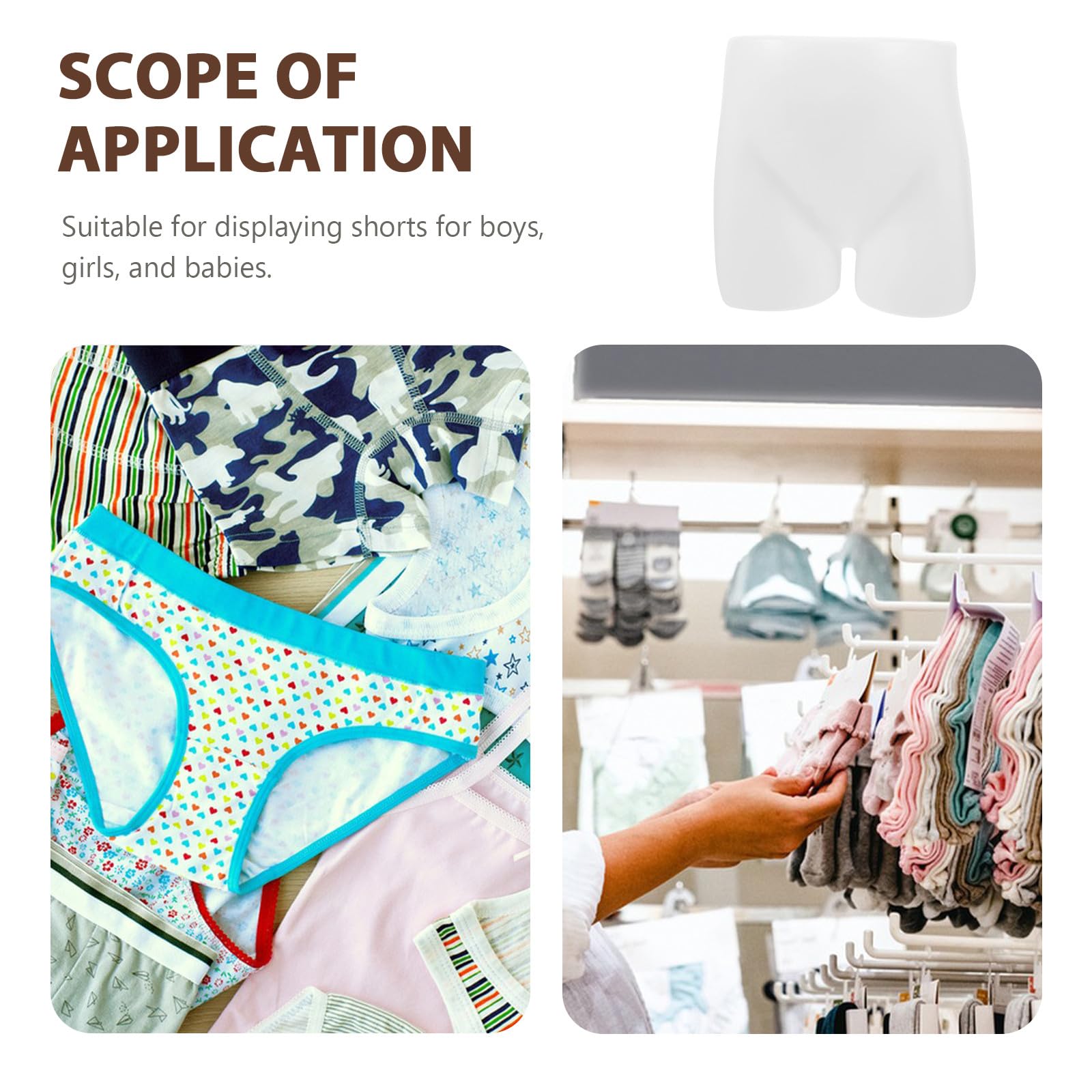 Veemoon Présentoir Plastique Blanc pour sous-vêtements Garçon et Filles, Mannequin Spécial Forme pour Exposer Slips et Caleçons à Domicile, Finition Délicate et Maintien sans Plis