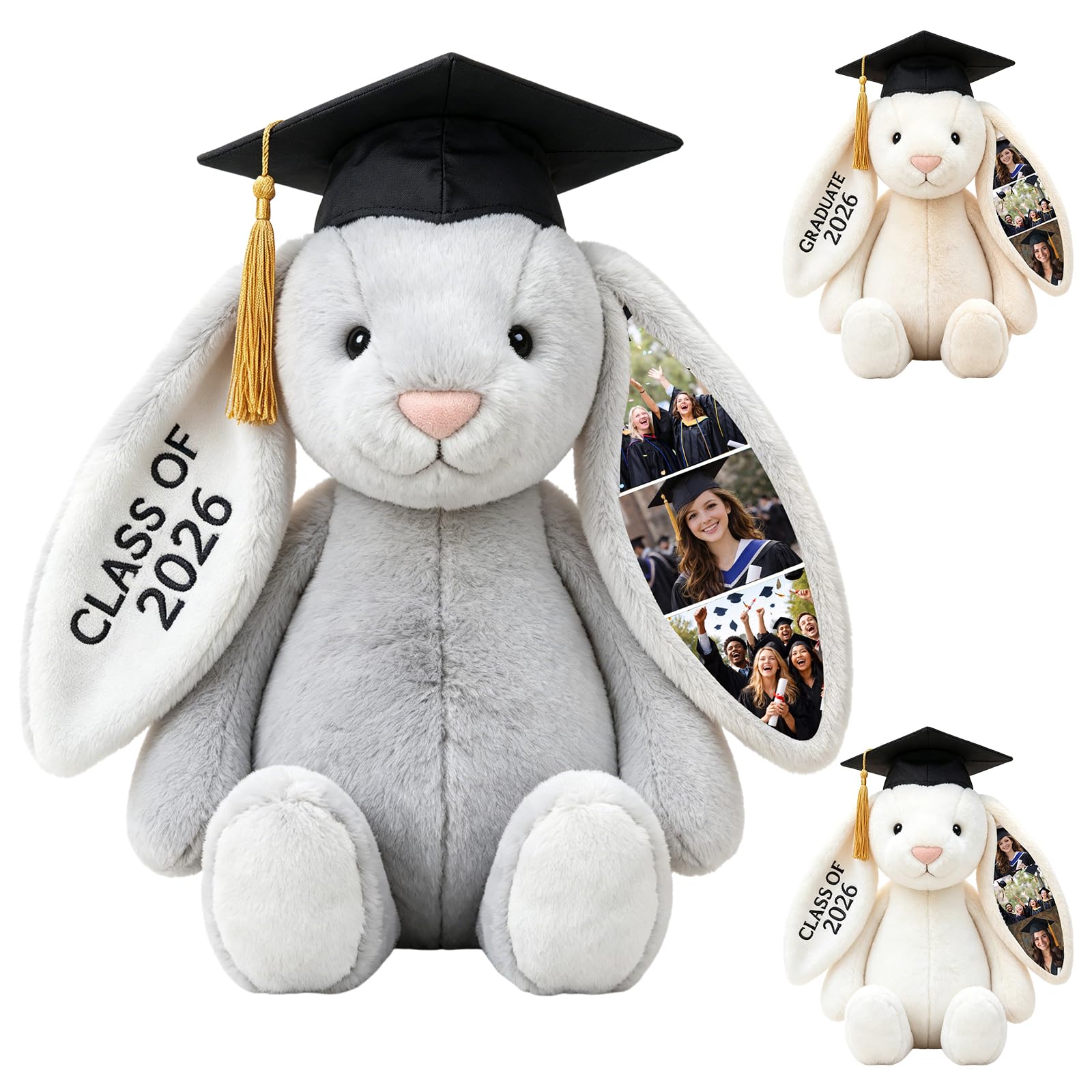 Personalised Photo Bunny Teddy Bear Hidden Ear Pictures Rabbit Plush Gift