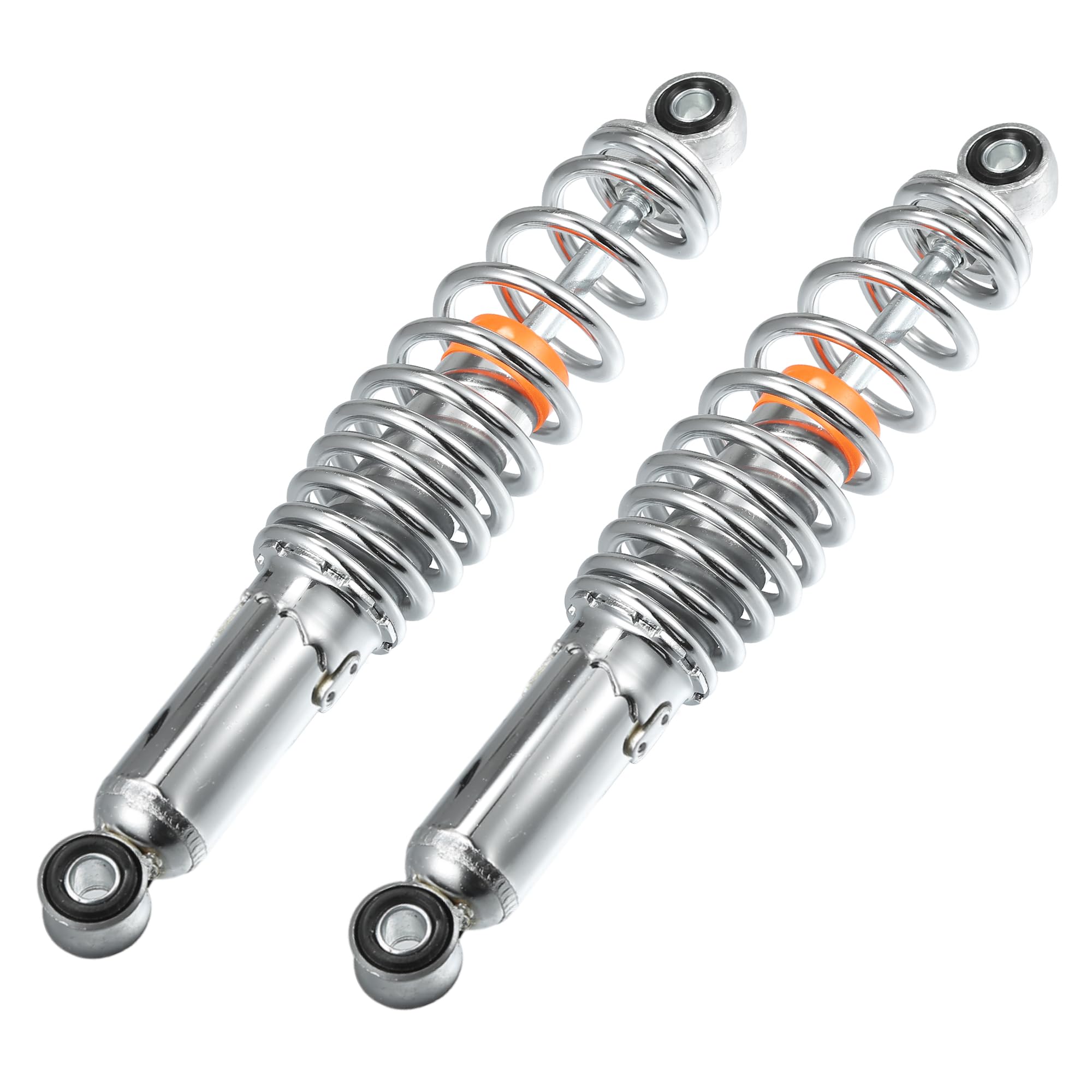 A ABSOPRO Motorcycle Rear Suspension Shock Durable Adjusting 290mm for 50cc 70cc 90cc 125c Most Motorcycles ATV Mopeds Metal Chrome Silver Tone 1 Pair