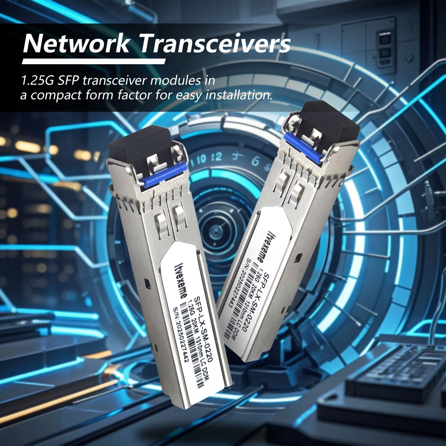 10 Pack 1.25G SFP Network Transceiver Module, 1000Base-LX Single Mode, 1310nm SMF, 20km, for Router, Network Card, Switch, Firewall etc