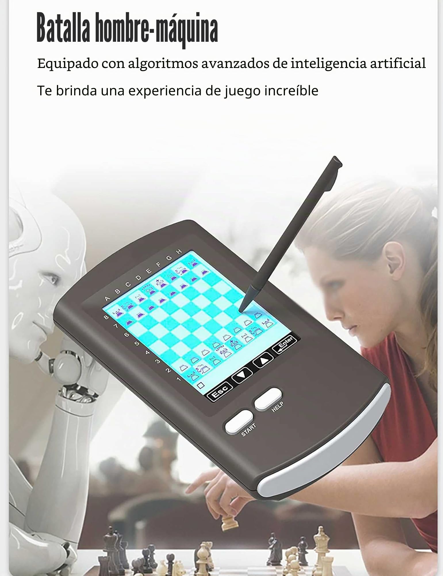 Juego de ajedrez electrónico táctil, máquina de juego inteligente automática, juego de computadora de ajedrez portátil de viaje para adultos, regalo para la familia
