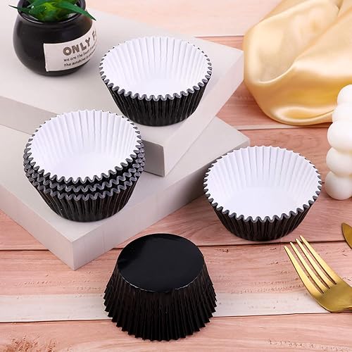 Miniatura 6 de URATOT 100 piezas de papel de aluminio metálico para magdalenas, envoltorios de magdalenas, papel de aluminio para hornear tazas para magdalenas,