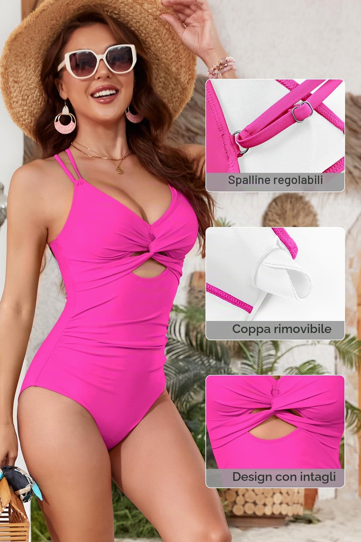 SHEKINI Spalline Incrociate Costume da Bagno Intero da Donna Cutout Costumi Intero Donna