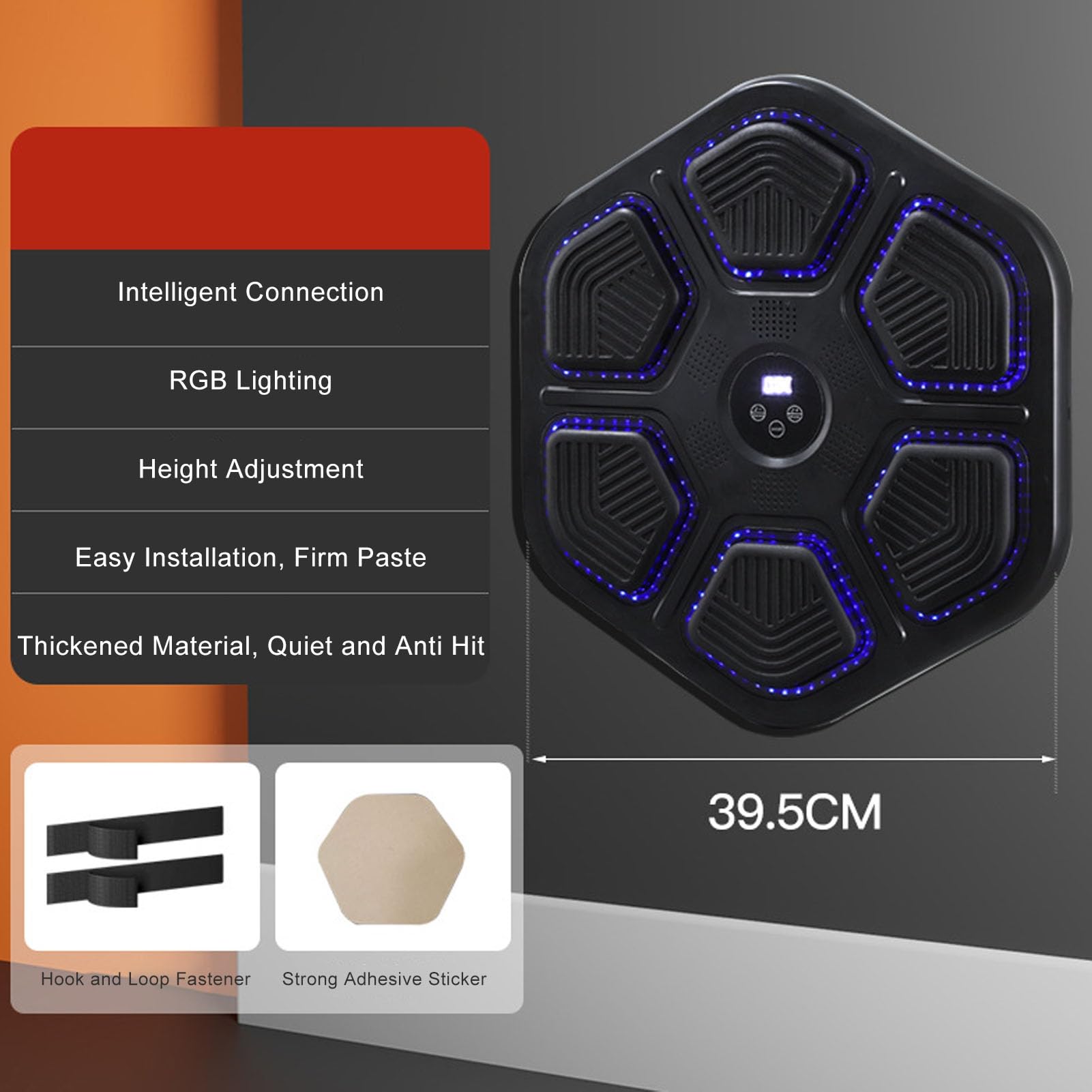 Máquina de Boxeo Musical Objetivo de Pared Reactivo Electrónico para Ejercicios en el Hogar de Música Integrado para Adultos y Niños Diseño Que Ahorra Espacio