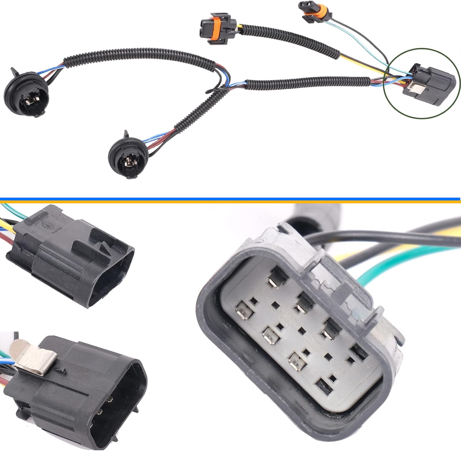 Headlight Wiring Harness Compatible with 2007 2008 2009 2010 2011 2012 2013 2014 Chevy Silverado Front Lamp Socket Wire, 2-Pieces