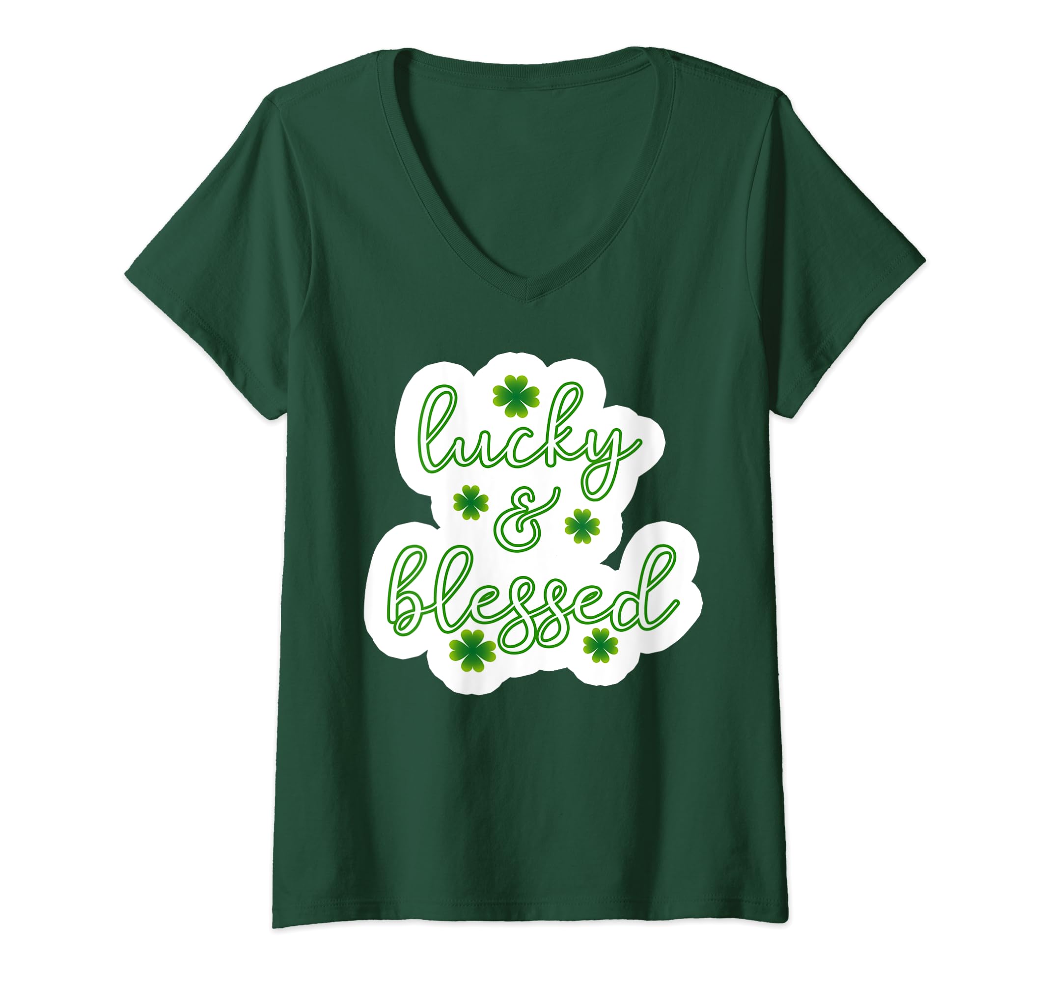 Lucky & Blessed Irish St Patricks Men Women Girl sBoys V-Neck T-Shirt