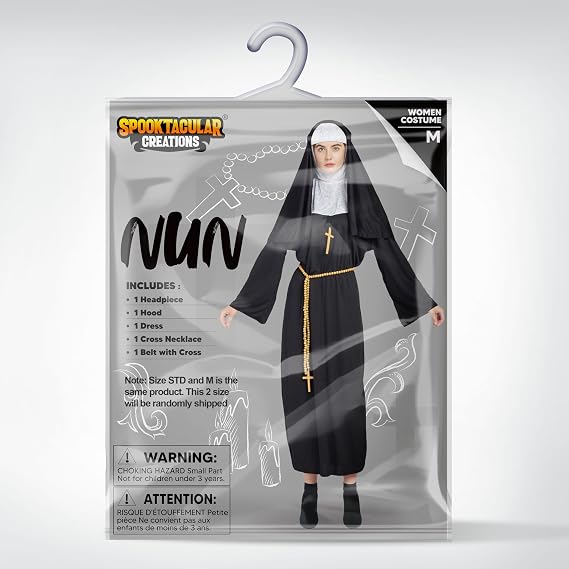 Spooktacular Creations Halloween Nun Costume Women, Nun Outfit Women, Adult Halloween Costume for Dress Up Party Cosplay