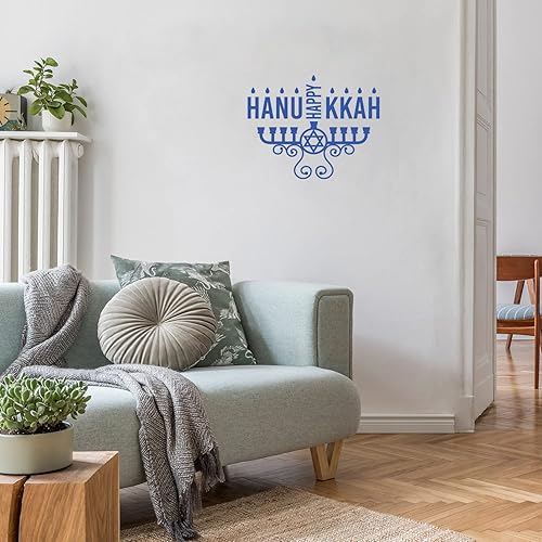 Calcomanía de vinilo para pared, vela de Hanukkah, 17 x 20 pulgadas, calcomanía con cita inspiradora de agradecimiento, judaísmo, fe, para el hogar,