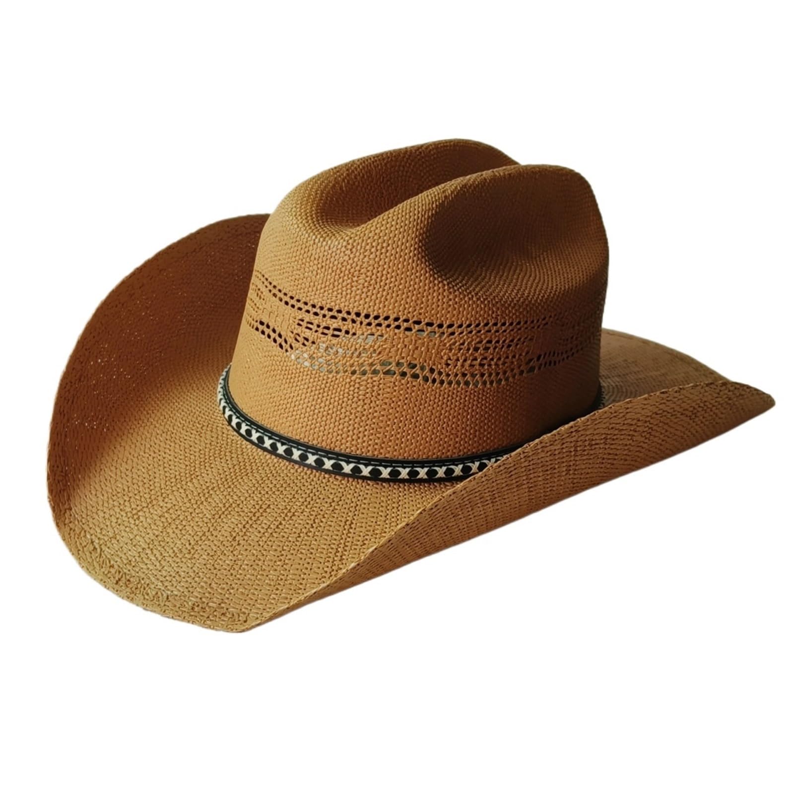 Sombrero de paja vaquero occidental for mujer, sombrero rígido ala grande, for exteriores, jazz for el sol verano Para Adulto