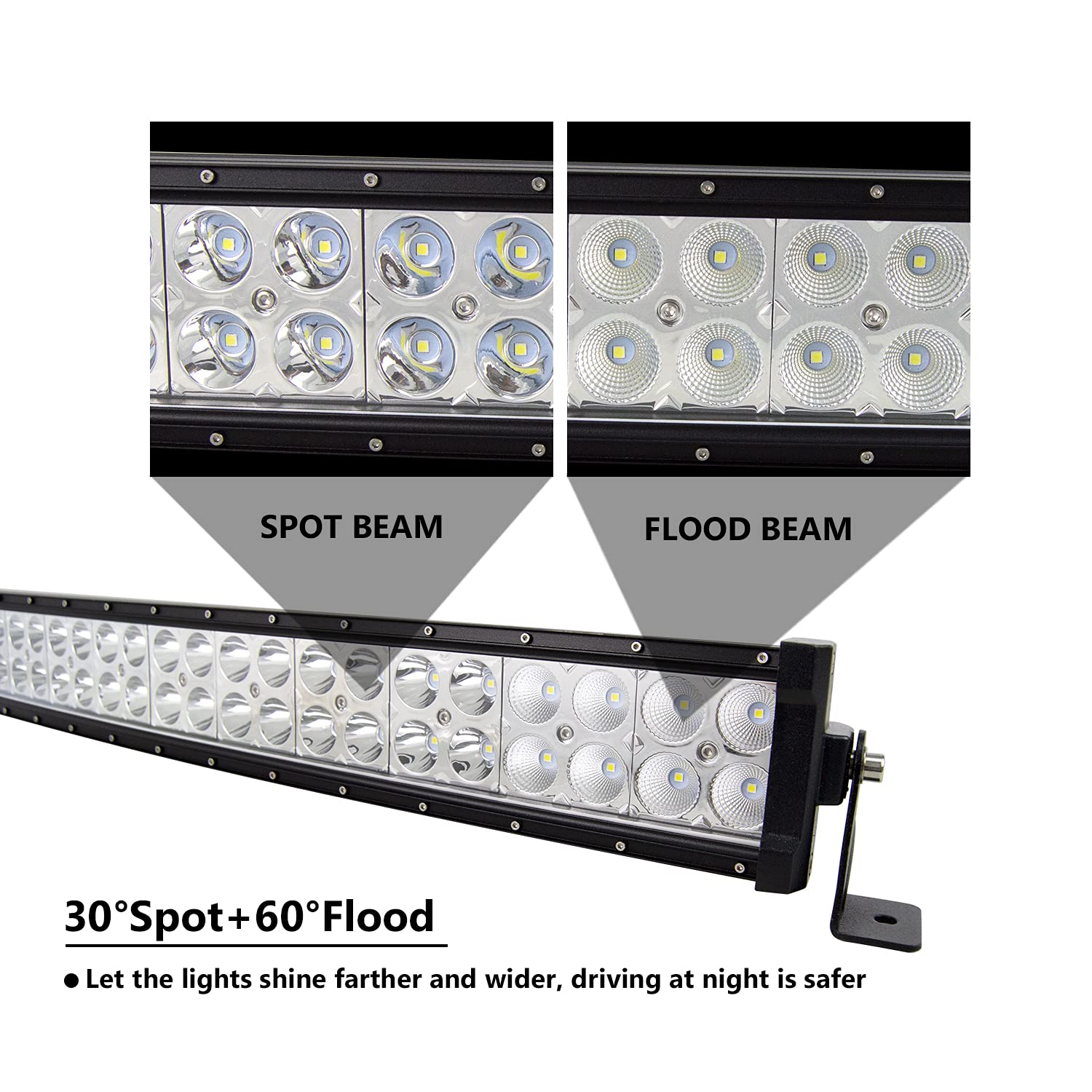 PICAA listwa LED, 130 cm, 300 W, 12 V, dodatkowy reflektor roboczy, listwa świetlna, do SUV, pojazdów terenowych, ATV, UTV, traktora, 4x4, samochodu