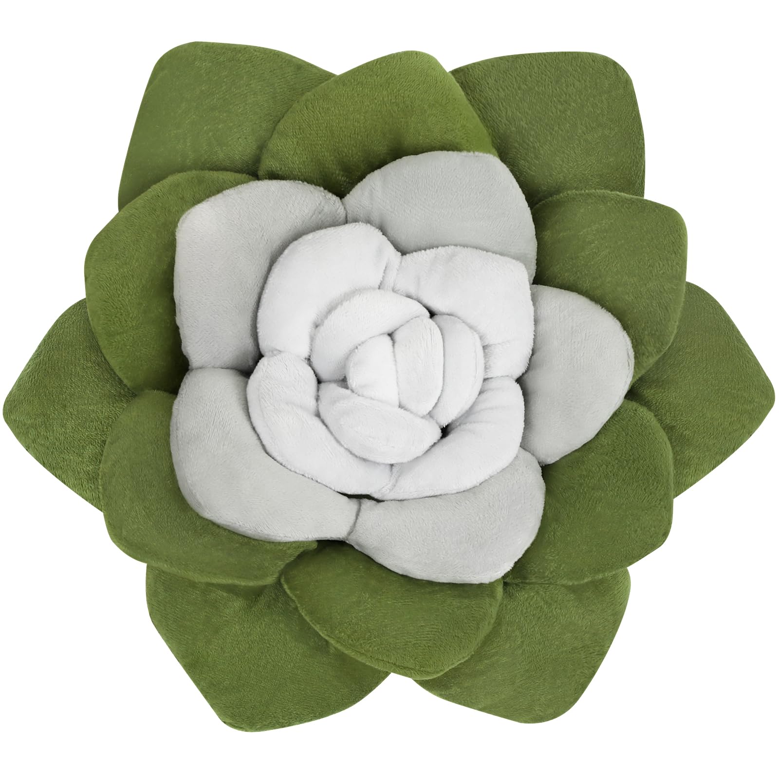 OtGalk Flower Throw Pillow - 13.8" Plant Shaped Cushion, Soft Plush Decorative Pillow for Bedroom & Living Room, Unique Green Design, Home Decor Accen