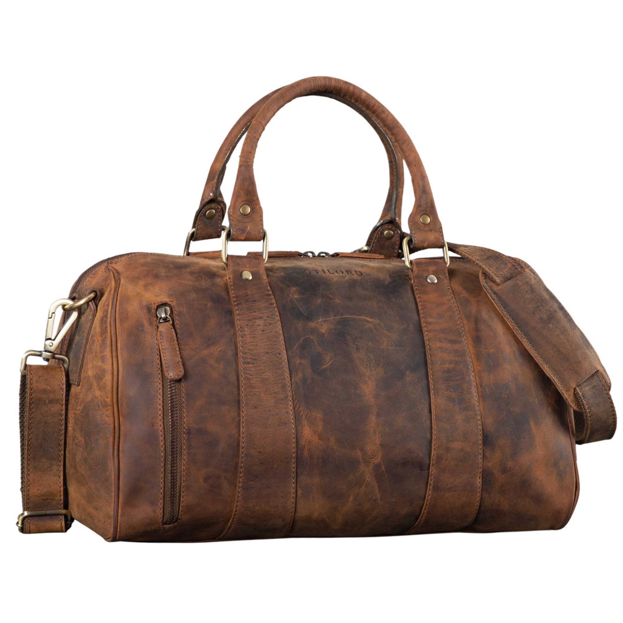STILORD Keanu Bolsa de Viaje Cuero Hombre Vintage Maleta de Mano Deporte Bolso para Equipaje de Cabina de de Piel auténtico Color:marrón - Medio