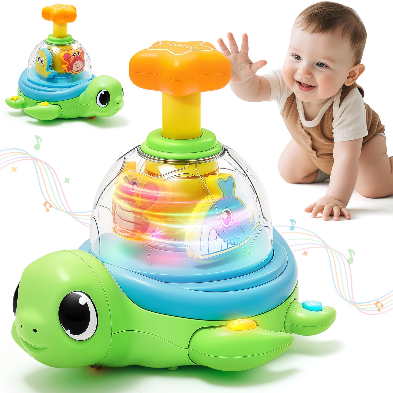 Amazon.com: Baby Toys 6-12 Months, Musical Crawling Press to Spin