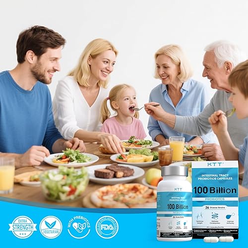 Miniatura 4 de KTT Probióticos 100 mil millones de UFC 26 cepas + prebióticos orgánicos Salud inmunológica, digestiva e intestinal Apoya el estreñimiento