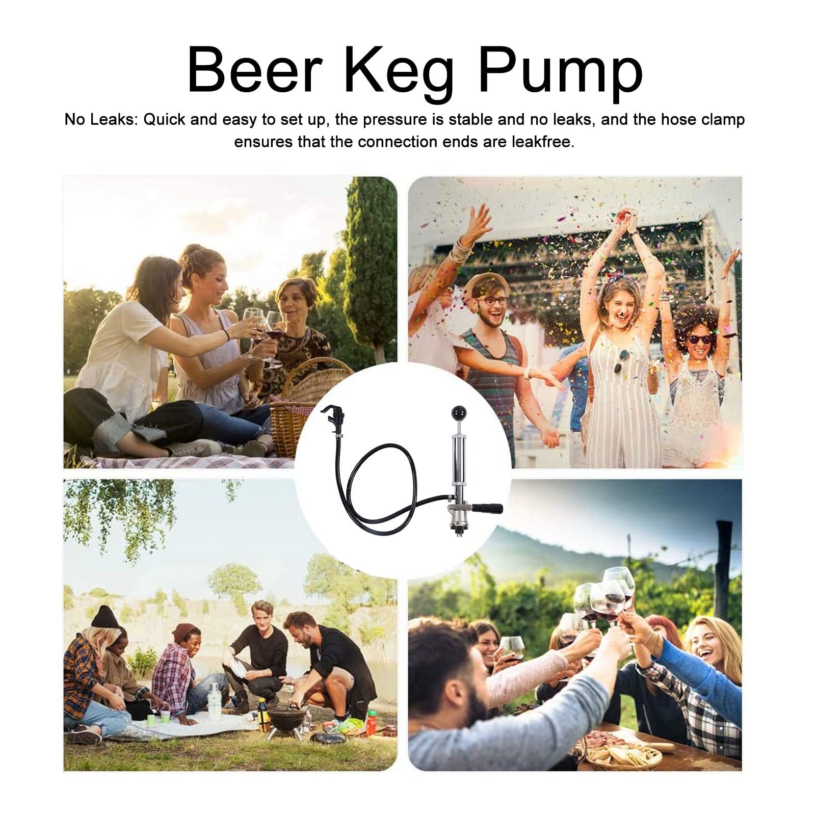 FLEXMAN Pompa per Fusti di Birra, Rubinetto Completo per Impieghi Gravosi, Accoppiatore per Sonda in Acciaio Inossidabile