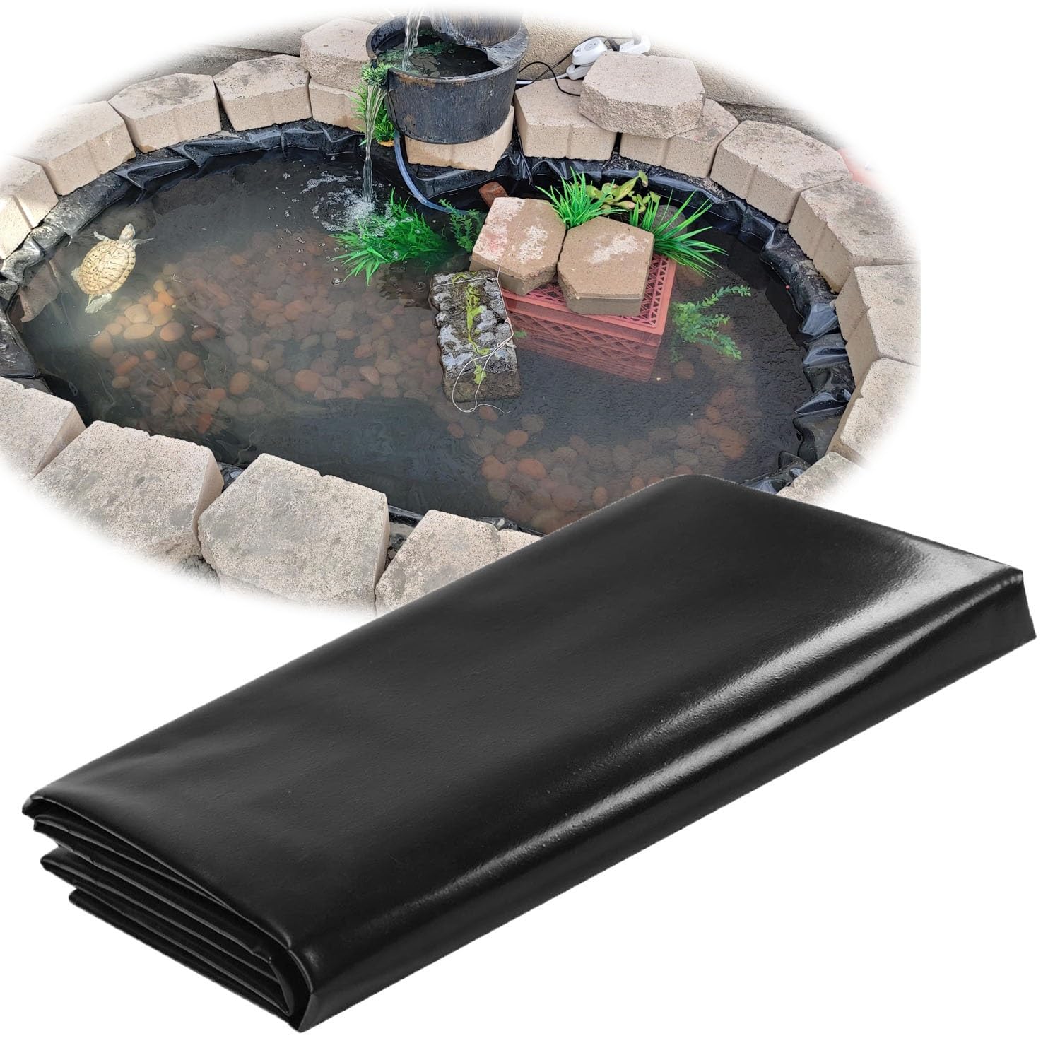 Pond Liner HDPE Pond Lining for outdoor ponds, UV Resistant Preformed Pond Liner Easy Cutting, Pond Tarp Membrane for Fish Ponds, Waterfall, Ponds, Water Garden(Size:1mx4m(3.3ftx13.1ft))