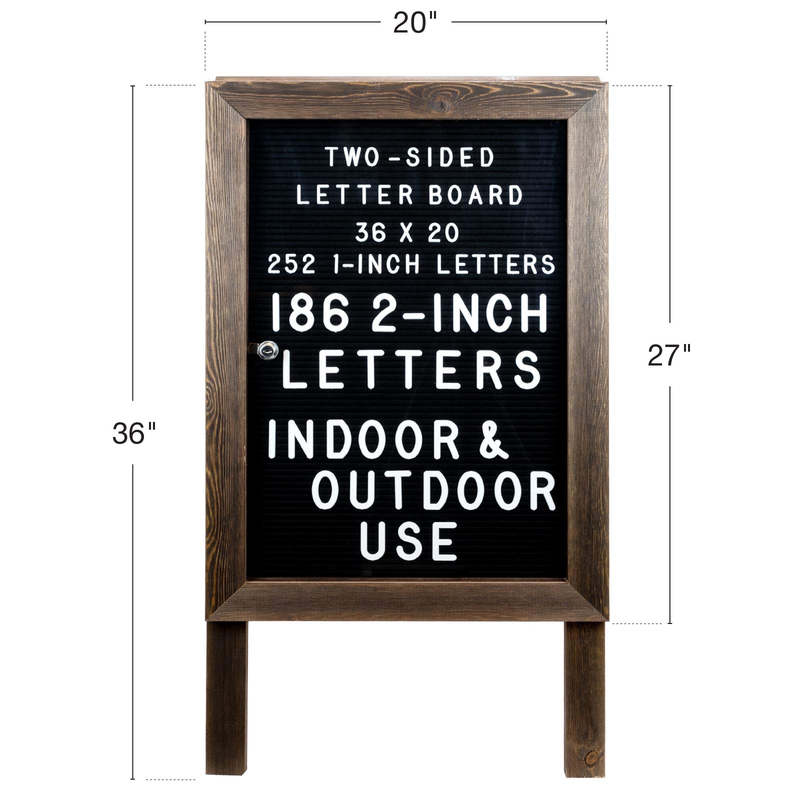 Large Wooden AFrame Sign 36x20 Felt Letter Board with Changeable Letters & Enclosure