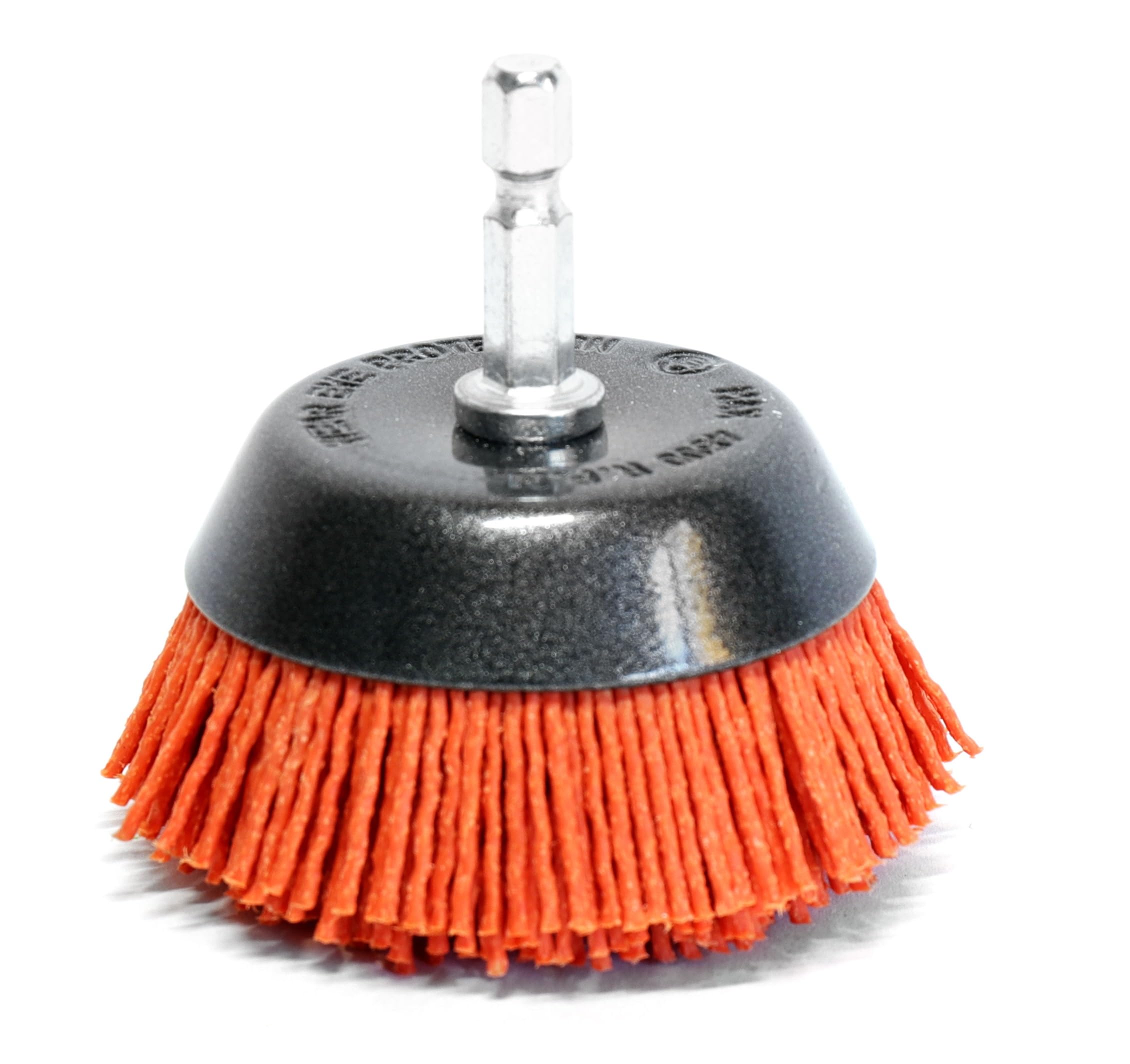 S&R Spazzola a Tazza per Trapano in Nylon AGGRESSIVO per pulitura e rifiniture di Legno Ferro Metalli Acciaio Fughe Piastrelle Pavimenti. Codolo esagonale 1/4" (6,35 mm)