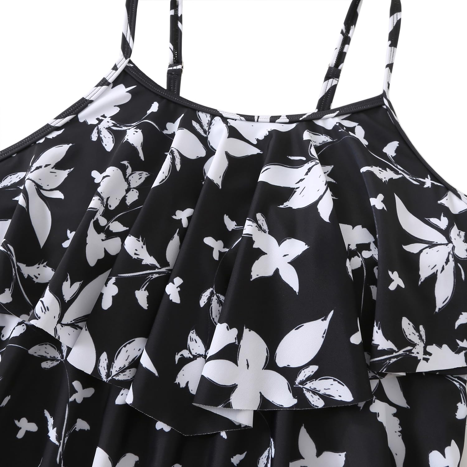 Femmes Deux Pièces Taille Haute Maillots De Bain Tankini Ensembles À Volants Ruché Costume De Natation