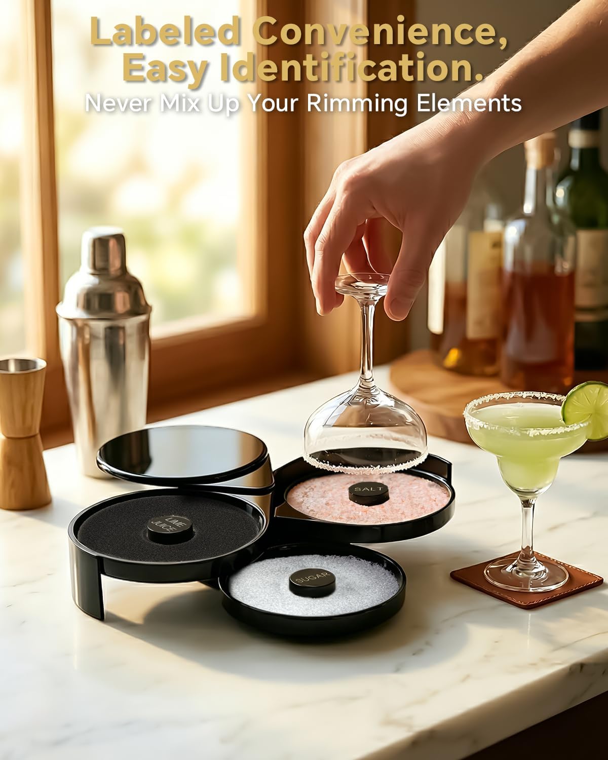 3 Tier Margarita Salt Rimmer Set Cocktail Glass Bartender Tool