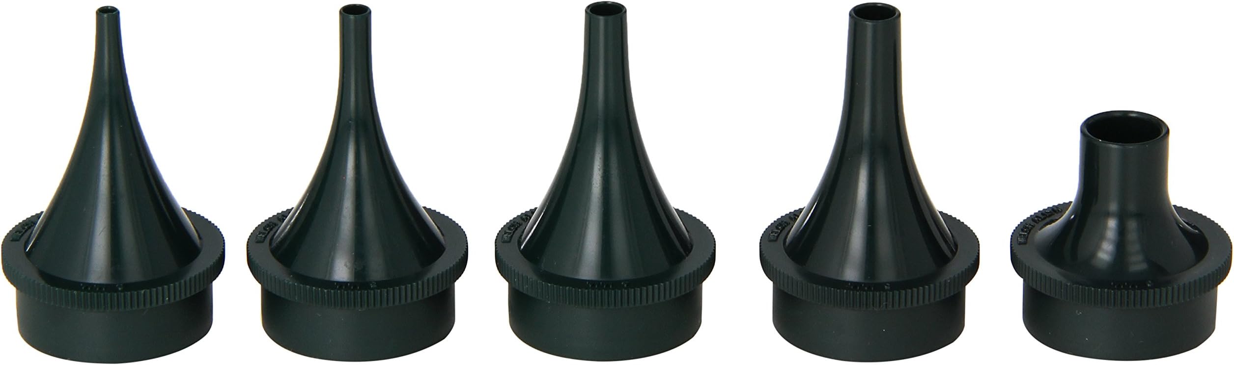 22100 Set of Five Reusable Ear Specula for Pneumatic, Operating and Consulting Otoscopes, 2, 3, 4, 5 and 9 mm Size