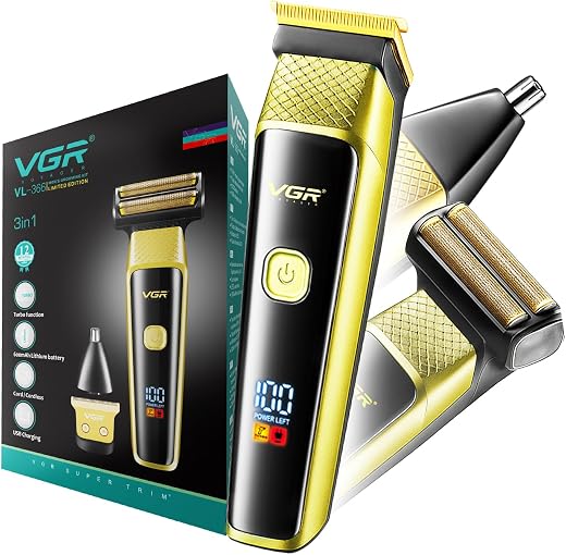 VGR VL-366 Limited Edition 3-in-1 Grooming Kit for Men &amp; Salon with 90 min Long Runtime | Powerful 600mAh Lithium Battery